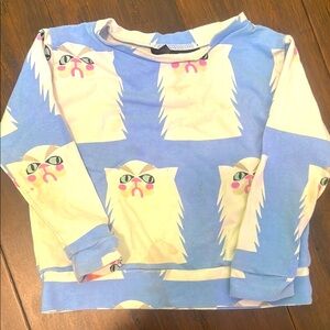 Nooworks Blue and White Cat Print Kids Shirt